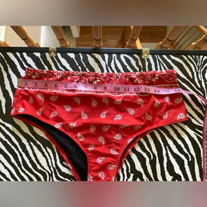 Red bandanna, paisley print bikini bottoms size lg